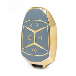 Nano High Quality Gold Leather Cover For Lynk & Co Remote Key 4 Buttons Gray Color LC-A13J
