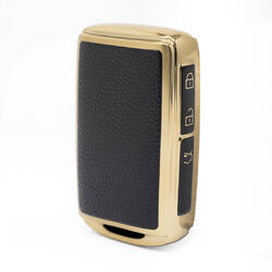 Capa de couro dourado nano de alta qualidade para chave remota Mazda 3 botões cor preta MZD-B13J3