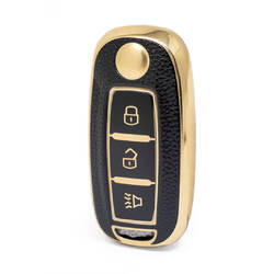 Nano High Quality Gold Leather Cover For Venucia Remote Key 3 Buttons Black Color VNC-A13J