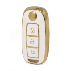 Nano High Quality Gold Leather Cover For Venucia Remote Key 3 Buttons White Color VNC-A13J