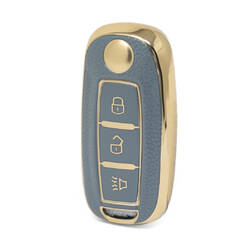 Nano High Quality Gold Leather Cover For Venucia Remote Key 3 Buttons Gray Color VNC-A13J