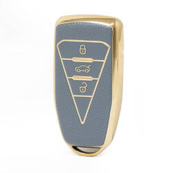 Nano High Quality Gold Leather Cover For Venucia Remote Key 3 Buttons Gray Color VNC-B13J