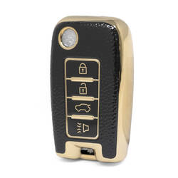 Nano High Quality Gold Leather Cover For Venucia Remote Key 4 Buttons Black Color VNC-D13J