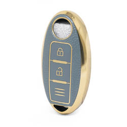 Nano High Quality Gold Leather Cover For Nissan Remote Key 2 Buttons Gray Color NS-A13J3C