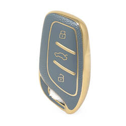 Nano High Quality Gold Leather Cover For Roewe Remote Key 3 Buttons Gray Color RW-B13J