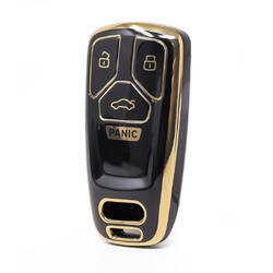 Nano High Quality Cover For Audi Remote Key 4 Button Black Color Audi-B11J4