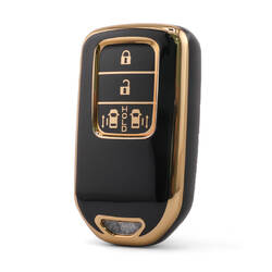 Nano High Quality Cover For Honda Remote Key 4 Button Black Color HD-A11J4B
