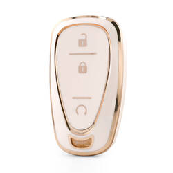 Nano High Quality Cover For Chevrolet Remote Key 3 Button White Color CRL-B11J3A