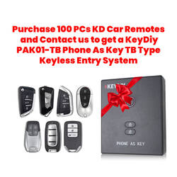Compre 100 controles remotos para automóvil KD y contáctenos para obtener un sistema de entrada sin llave tipo TB con llave KeyDiy PAK01-TB