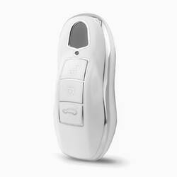 Nano High Quality Cover For Porsche Remote Key 3 Button White Color Silver Frame PSC-A11Y