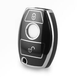 Nano High Quality Cover For Mercedes Remote Key 2 Button Black Color Silver Frame Benz-A11Y2