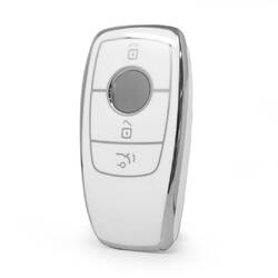 Nano High Quality Cover For Mercedes Remote Key 3 Button White Color Silver Frame Benz-B11Y3