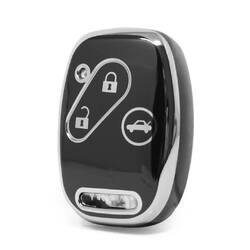 Coque Nano haute qualité pour clé télécommande Honda 3 boutons, couleur noire, cadre argenté, HD-J11Y3A