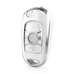 غطاء نانو عالي الجودة لمفتاح ريموت بويك بأربعة أزرار لون أبيض وإطار فضي BK-B11Y