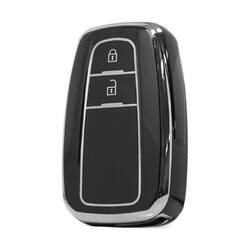 Nano High Quality Cover For Toyota Remote Key 2 Button Black Color Silver Frame TYT-B11Y2