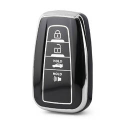 Nano High Quality Cover For Toyota Remote Key 4 Button Black Color Silver Frame TYT-B11Y4