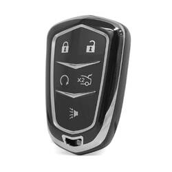 Nano High Quality Cover For Cadillac Remote Key 5 Button Black Color Silver Frame CDLC-A11Y5