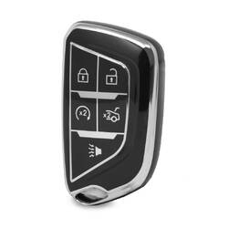 Nano High Quality Cover For Cadillac Remote Key 5 Button Black Color Silver Frame CDLC-B11Y5