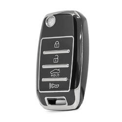 Nano High Quality Cover For KIA Remote Key 4 Button Black Color Silver Frame KIA-B11Y4