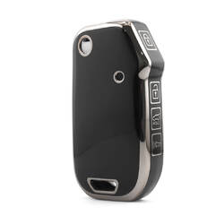 Nano High Quality Cover For KIA Remote Key 4 Button Black Color Silver Frame KIA-T11Y4