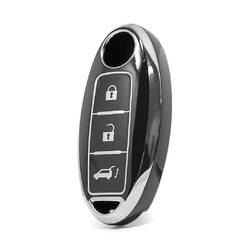 Nano High Quality Cover For Nissan Remote Key 3 Button Black Color Silver Frame NS-A11Y3B