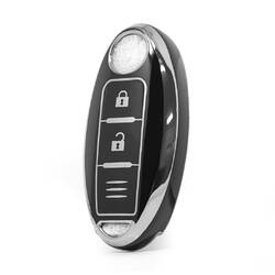 Nano High Quality Cover For Nissan Remote Key 2 Button Black Color Silver Frame NS-A11Y3C