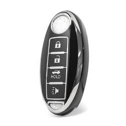 Nano High Quality Cover For Nissan Remote Key 4 Button Black Color Silver Frame NS-A11Y4A