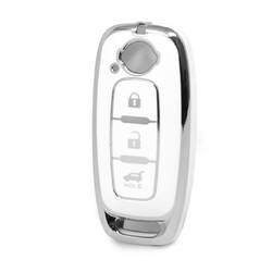 Nano High Quality Cover For Nissan Remote Key 3 Button White Color Silver Frame NS-C11Y3A