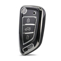 Nano High Quality Cover For Xhorse Remote Key 3 Button Black Color Silver Frame XH-A11Y
