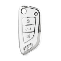 Nano High Quality Cover For Xhorse Remote Key 3 Button White Color Silver Frame XH-A11Y