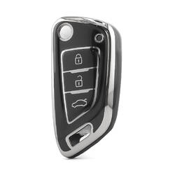 Nano High Quality Cover For Xhorse Remote Key 3 Button Black Color Silver Frame XH-B11Y