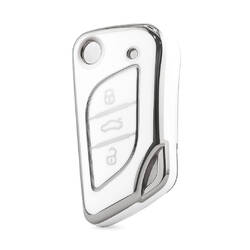 Nano High Quality Cover For Xhorse Remote Key 3 Button White Color Silver Frame XH-C11Y