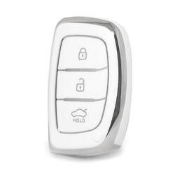 Nano High Quality Cover For Hyundai Remote Key 3 Button White Color Silver Frame HY-A11Y3A