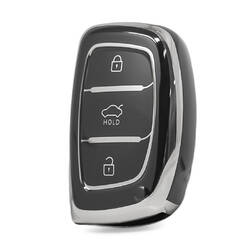 Nano High Quality Cover For Hyundai Remote Key 3 Button Black Color Silver Frame HY-A11Y3B