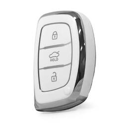 Nano High Quality Cover For Hyundai Remote Key 3 Button White Color Silver Frame HY-A11Y3B