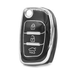 Nano High Quality Cover For Hyundai Remote Key 3 Button Black Color Silver Frame HY-B11Y3A
