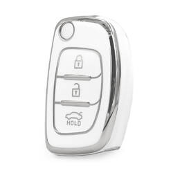 Nano High Quality Cover For Hyundai Remote Key 3 Button White Color Silver Frame HY-B11Y3A
