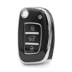 Nano High Quality Cover For Hyundai Remote Key 3 Button Black Color Silver Frame HY-B11Y3B