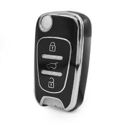 Nano High Quality Cover For Hyundai Remote Key 3 Button Black Color Silver Frame HY-C11Y3
