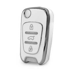 Nano High Quality Cover For Hyundai Remote Key 3 Button White Color Silver Frame HY-C11Y3