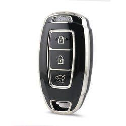 Nano High Quality Cover For Hyundai Remote Key 3 Button Black Color Silver Frame HY-D11Y3