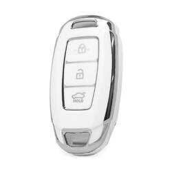 Nano High Quality Cover For Hyundai Remote Key 3 Button White Color Silver Frame HY-D11Y3