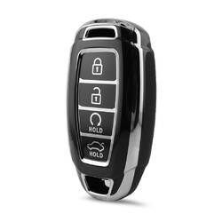 Nano High Quality Cover For Hyundai Remote Key 4 Button Black Color Silver Frame HY-D11Y4B