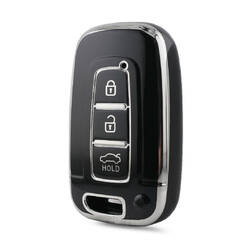 Nano High Quality Cover For Hyundai Remote Key 3 Button Black Color Silver Frame HY-G11Y3