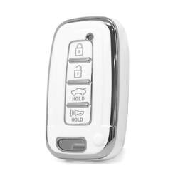 Nano High Quality Cover For Hyundai Remote Key 4 Button White Color Silver Frame HY-G11Y4