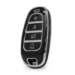 Nano High Quality Cover For Hyundai Remote Key 4 Button Black Color Silver Frame HY-H11Y4B