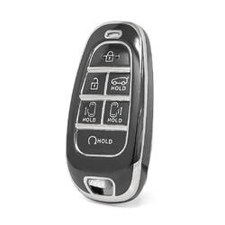 Nano High Quality Cover For Hyundai Remote Key 6 Button Black Color Silver Frame HY-H11Y6A
