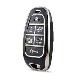 Nano High Quality Cover For Hyundai Remote Key 6 Button Black Color Silver Frame HY-H11Y6B
