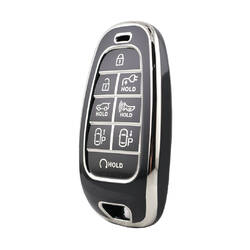 Nano High Quality Cover For Hyundai Remote Key 8 Button Black Color Silver Frame HY-H11Y8