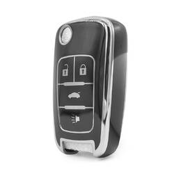 Nano High Quality Cover For Chevrolet Remote Key 4 Button Black Color Silver Frame CRL-A11Y4